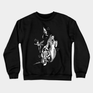 The Elementals - Fairy, Gnome, Mermaid, and Dragon (Black and White Variant) Crewneck Sweatshirt
